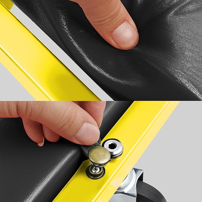 DNA MOTORING 48" 2 IN 1 Folding Rolling Garage Shop Creeper Roller Seat, 7 Pcs 2" Casters, 350 Lbs Weight Capacity, Yellow, TOOLS-00193-YL