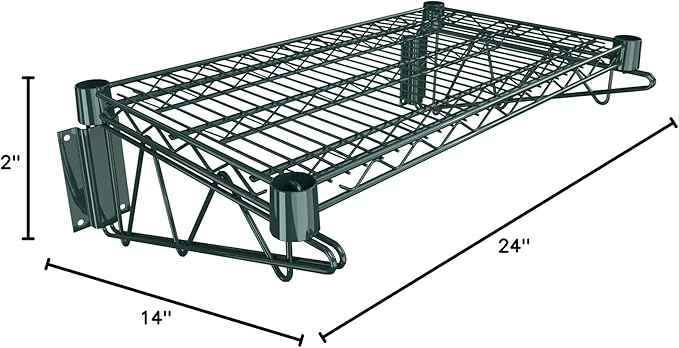 14" x 24" Green Epoxy Wire Wall Mount Shelf
