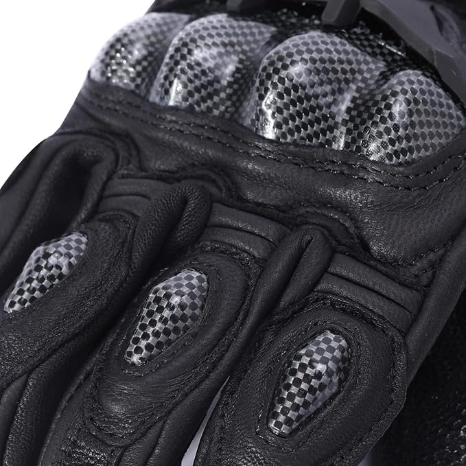 Harssidanzar Breathable Leather Motorcycle Gloves Touchscreen for Men Women KM046