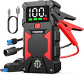 Car Jump Starter, 5000A Peak 24800mAh 12V Car Battery Starter(Up to All Gas, 8.0L Diesel Engine), with with USB Charge Output Port,LED Light,HD Large Screen,12V EC-5 Output.