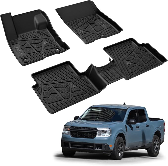 LASFIT Floor Mats for Ford Maverick 2022-2025(for Gasoline Models Only) All Weather Car Floor Pretoctor TPE Truck Liners for Ford Maverick Gas, 1st & 2nd Row Black