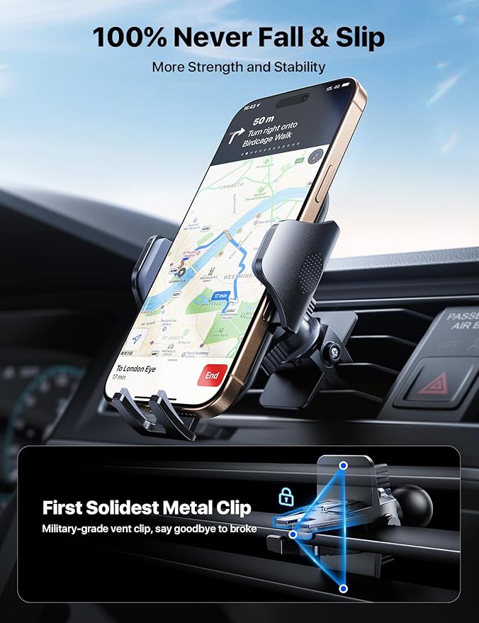 andobil Car Phone Holder Mount (Strong Suction&Bumpy Road Stable) Phone Holders for Your Car, Cell Phone Car Mount for Windshield Dash Vent Truck Cradle Stand for iPhone 16 15 Pro Max 14 13 12 Samsung