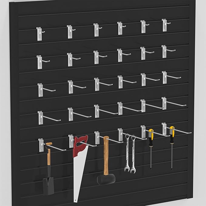 25 PK Silver 2 inch Wall Mounted Slatwall Hooks – Heavy-Duty Storage & Organization Solution