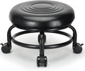 Low Height Rolling Stool Low Roller Stool PU Leather Comfortable Chair, Modern Low Rolling Stool for Home Office Garage Shop