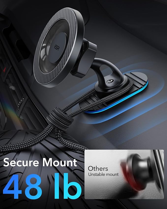 ESR for MagSafe Car Mount, Magnetic Car Phone Holder Mount, Air Vent/Dashboard Magnetic Phone Mount for iPhone 16/15/14/13/12, Galaxy S25, Strong Magnets, Charging Not Supported, Black Carbon Fiber
