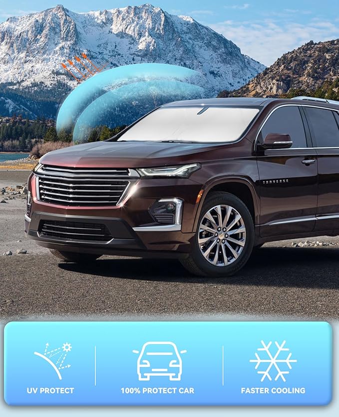 Sunshade Cover for Chevy Traverse Windshield Sun Shade for 2018-2023 Chevrolet/Chevy Traverse Accessories Window Shields Sun Visor Protector Blocks UV Rays Protect Car from Heat Damage