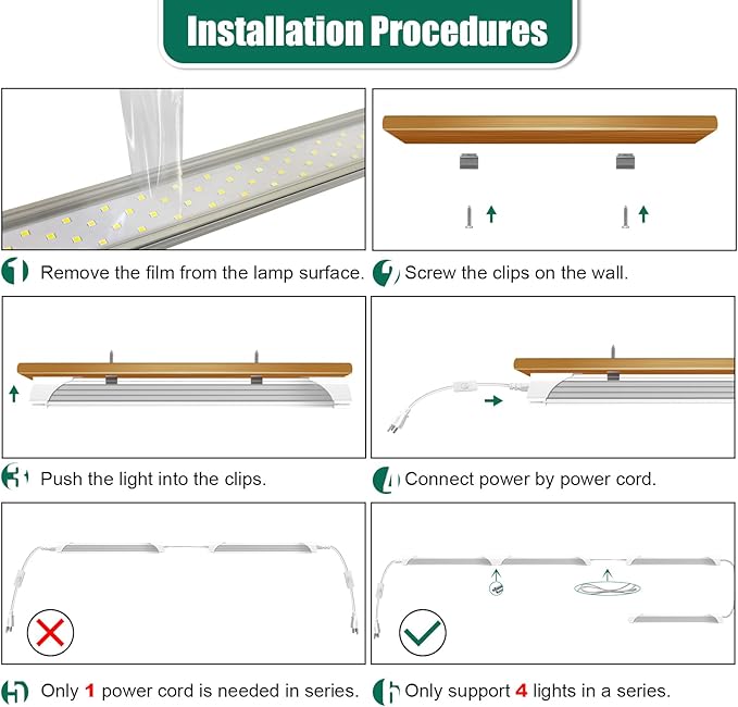 6 Pack LED Shop Light 2FT 30W, 4350LM 5000K Utility Garage Lights, Linkable Daylight White Ceiling Light Fixture, LED Tube Light, Under Cabinet Light