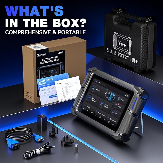 VDIAGTOOL Bidirectional Scan Tool VD70, OBD2 Scanner Diagnostic Tool with ECU Coding, 36+ Resets, PMI, FCA AutoAuth, All System, CAN FD & DoIP, V.A.G. Guide, 3-Year Update