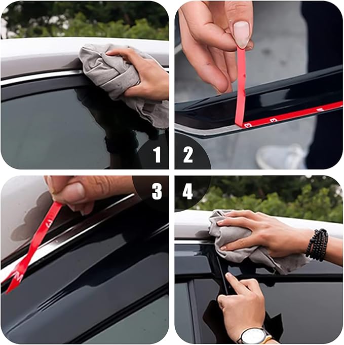 4PCS Rain Guards Fit for 2013-2018 Toyota RAV4 LE XLE SE, Tape-on Outside Mount Window Visors, Smoke Side Window Deflector, Vent Shade Shield, 2013 2014 2015 2016 2017 2018, Exterior Car Accessories
