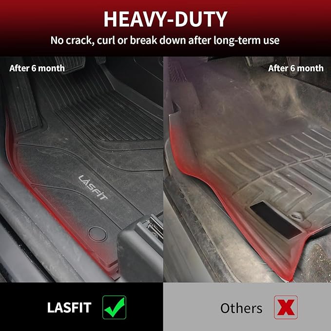 LASFIT Frunk Trunk Mats Fit for Tesla Model X & Model X Plaid 6 Seater / 7 Seater 2025 2024 2023 2022 2021, Custom Fit TPE All Weather Waterproof Cargo Liners, Black