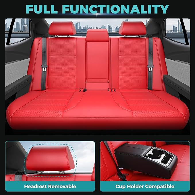 for Toyota Camry Seat Covers XSE XLE 2025 - Custom Fit Car Seat Covers Full Set, Leather Seat Covers for Cars, Waterproof Car Seat Cover, Red