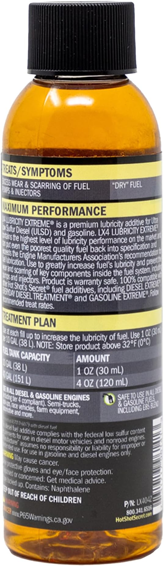 Hot Shot's Secret LX4 Lubricity Extreme – Fuel System Protection – Lubricates and Protects Fuel Pump and Injectors – Prevents Wear and Damage – For Gasoline or Diesel Engines – 4 Oz
