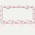 Pink Bow License Plate Frame Cute Bow License Plate Holders Funny Stainless Steel Auto Accessory Bracket 2 Hole with Screws Universal Us Car License Plate Frames 6x12 Inch for Women Men