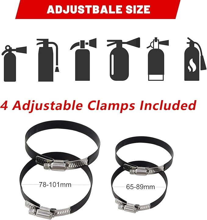 UTV Fire Extinguisher Mount Kit - Adjustable Quick Release Roll Bar Car Fire Extinguisher Bracket Holder for 1.75-2in Roll Bar ATV UTV Polaris RZR SXS Ranger Camper Jeep Can-Am Durable Aluminum Alloy