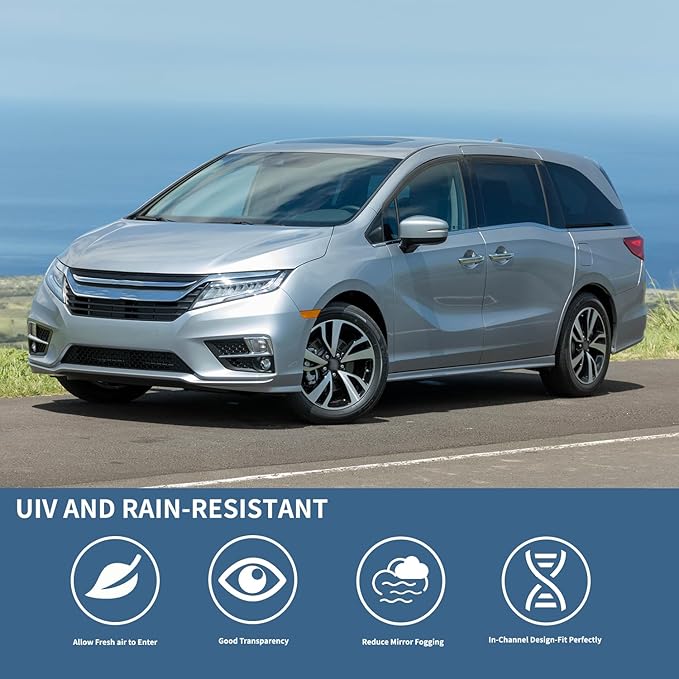 4PCS Rain Guards Fit for Honda Odyssey 2011-2017, Durable Front & Rear Window Visors Wind Deflector, Outside Mount Vent Shade Shield 2011 2012 2013 2014 2015 2016 2017