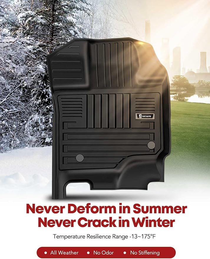 YHTAUTO Floor Mats Fit 2015-2024 Ford F-150 SuperCrew Cab Not Fit Rear Seat w/Under-Seat Fold Flat Storage, TPE All Weather Floor Liner Odorless Custom Fit Car Mats, 1st 2nd Row F-150 Accessories
