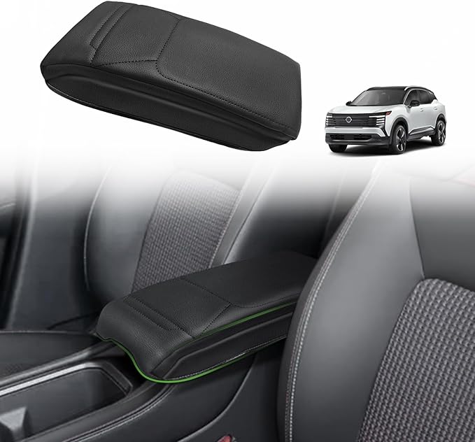 Muslogy Center Console Armrest Cover Compatible with Nissan Kicks S SV SR 2025 Comfort Armrest Pad Arm Rest Cushion Vegan Leather Protector 1-Inch Extra Thick