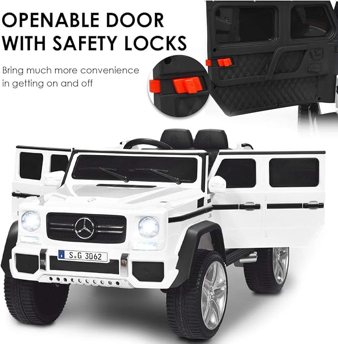 Costzon Ride on Car, Licensed Mercedes-Benz Maybach, 12V Battery Powered Vehicle Toy w/ 2 Motors, Remote Control, 3 Speeds, Lights, Horn, Music, Aux, Storage, Truck, Electric Car for Kids (White)