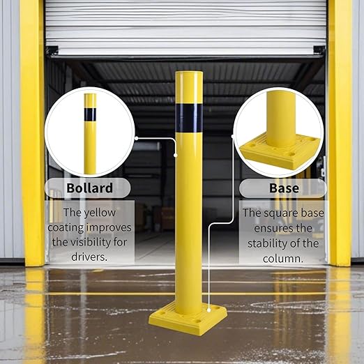 4 Pack 4" Diameter SpringBack Safety Bollard Post with 4 Anchor Bolts for Parking Garage, Warehouse, Driveway & Outdoor Use (36"H 4Pack)