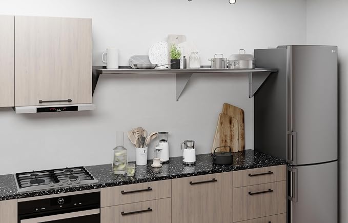 AmGood 72" Long X 18" Deep Stainless Steel Wall Shelf | NSF Certified | Appliance & Equipment Metal Shelving | Kitchen, Restaurant, Garage, Laundry, Utility Room