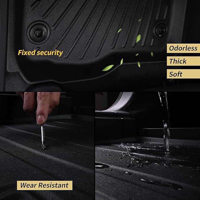 Floor mat for 2017-2024 2025 Chrysler Pacifica Gas Touring Models(Non Hybrid & Non Pinnacle Model) Cargo Mat with Backrest Protection, TPE All Weather Car Floor Liners Cargo Liners Accessories-Black