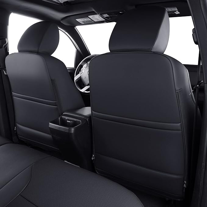 LUCKYMAN CLUB Tacoma Custom Fit Seat Covers for 2016-2023 Tacoma Crew Cab with Faux Leather (Black)