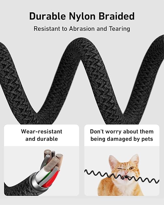 Coiled USB C to Lightning Cable 3FT, 2 in 1 iPhone 15 Charger Cord for Car Nylon Braided Multi Type C to TypeC Fast Charging Cables for iPhone 15 14 13 12 11 iPad, Samsung Galaxy Sony - 1Pack