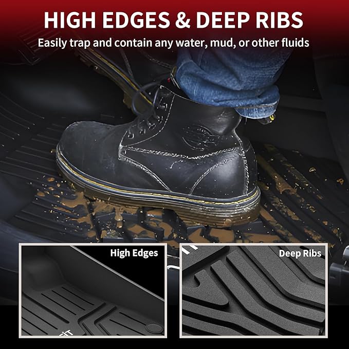 LASFIT Floor Mats and Cargo Liner for Honda CR-V 2023 2024 2025 2026 (Include Hybrid Models), All Weather TPE Car Trunk Mat (Upper Position), 1st & 2nd Row & Trunk Liner Full Set Black