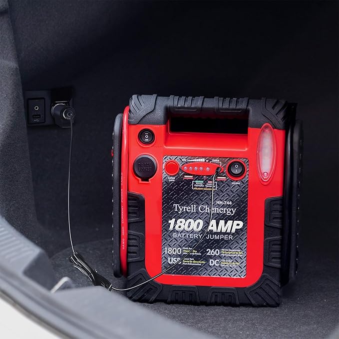 New Upgrade 1800A Car Battery Jump Starter with Air Compressor, 20000mAh 12V Auto Lead-Acid Battery Booste, 260PSI Tire Inflator (Up to 8.0L Gas/Diesel) with LED Light & USB