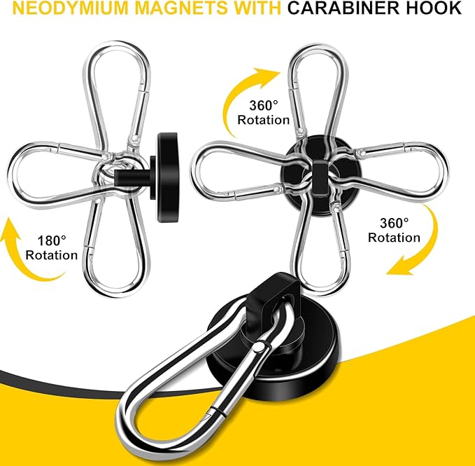 DIYMAG Black Magnetic Hooks,70LBS Strong Heavy Duty Neodymium Magnet Magnetics Hook for Hanging at Home, Office Locker, Workplace, Refrigerator, Cruise Ship or Travel, 15Pack