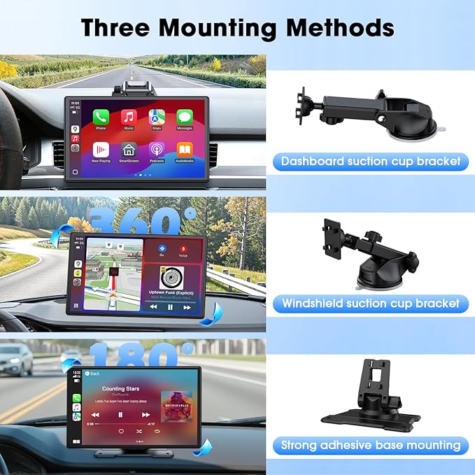 Carplay Screen for Car, 9'' Wireless CarPlay & Android Auto- Upgrade Portable Touchscreen with Bluetooth, Mirror Link, Voice Control, Hands-Free Calling,Plug & Play Car Play Screen