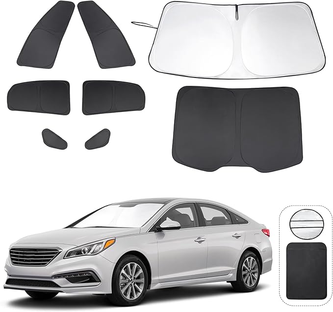 TINGLU Window Shades for Hyundai Sonata Sedan 2015 2016 2017 2018 2019 Accessories Car Side Full Windows Rear Triangular Windshield Sun Shade Sun UV Rays & Privacy Protection for Camping 8PCS