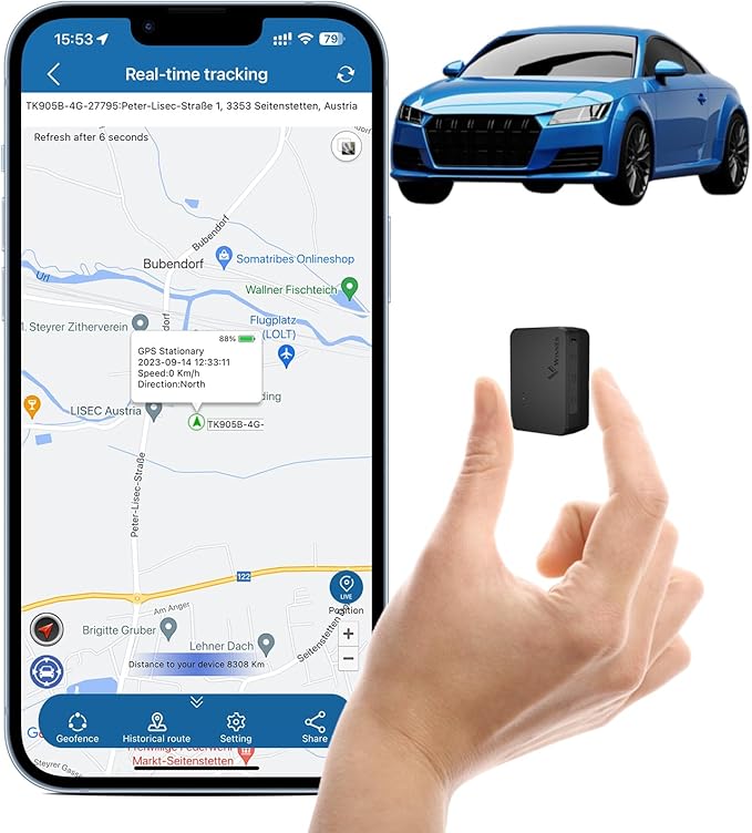 Small GPS Tracker for Vehicles Magnetic 60 Days Long Battery Life, Rastreador GPS para Carros Mini Tracking Devices for Cars Hidden Real-time Tracking Low Subscription Locator Anti-Theft TK903