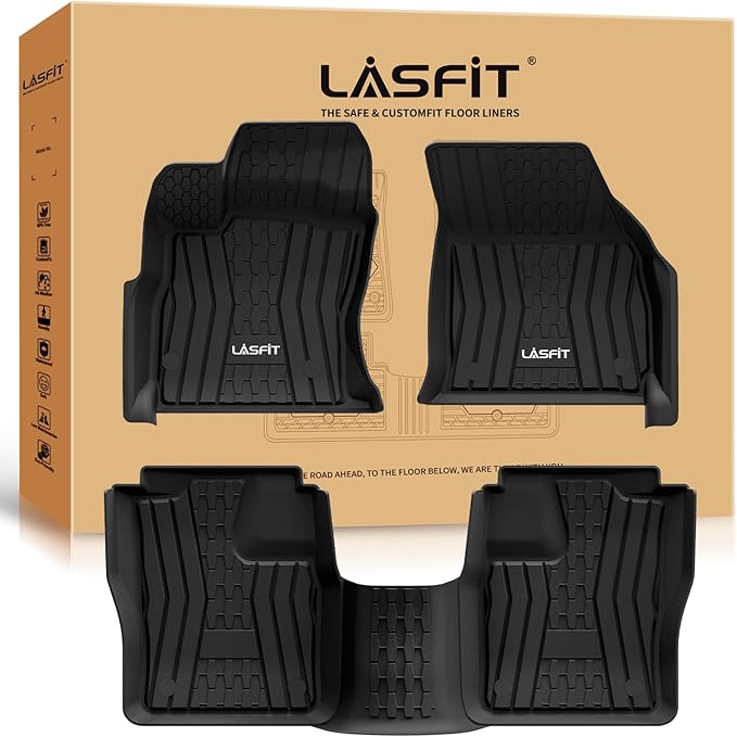 LASFIT Floor Mats Fit for Lincoln Continental 2020 2019 2018 2017, All Weather Floor Liner TPE Custom Fit Car Mats for Lincoln Continental 1st & 2nd Row Rubber Mats, Black,Tasteless