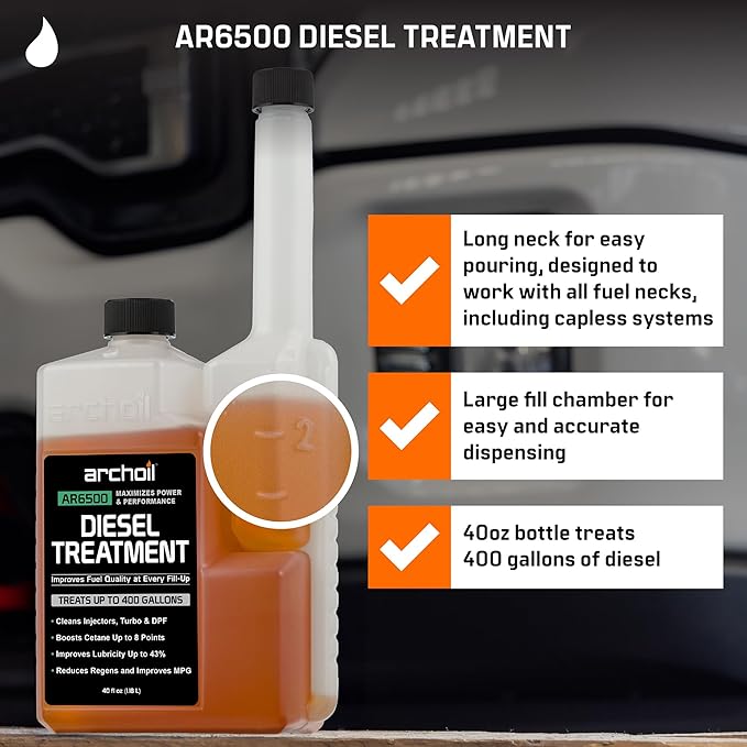 Archoil AR6500 Diesel Treatment (40 oz) Two Pack - Treats 800 Gallons - Additive for All Diesel Vehicles