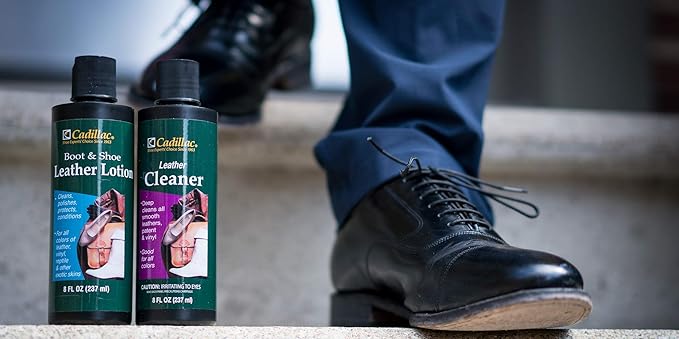 Cadillac Boot and Shoe Leather Lotion 8 Ounces - Cleans, Conditions, Protects, and Polishes Leather Footwear and Accessories