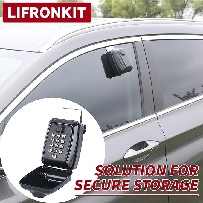 Car Window Lock Box for Turo, Black Portable Lockbox for Car Keys, Car Key Lock Box Fit for Ride Share, Turo, GetAround, with Sturdy Large Capacity, Protective Cover, Weather Protection