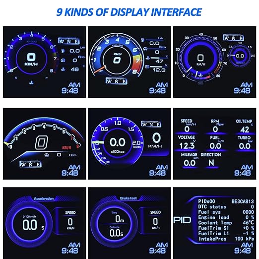 KAOLALI Car HUD Head Up Display, Car HUD Display for Digital OBD+GPS Dual System Smart Gauge Display MPH RPM Over Speeding Alarm for Most Cars After 2012