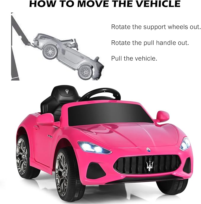 Costzon Ride on Car, Pink Licensed Maserati Gbili 12V Battery Powered Electric Car with Parent Remote Control & Manual Modes, Horn, Lights, MP3, Kids Car Toy Maserati Car for Boys Girls Toddlers Gift
