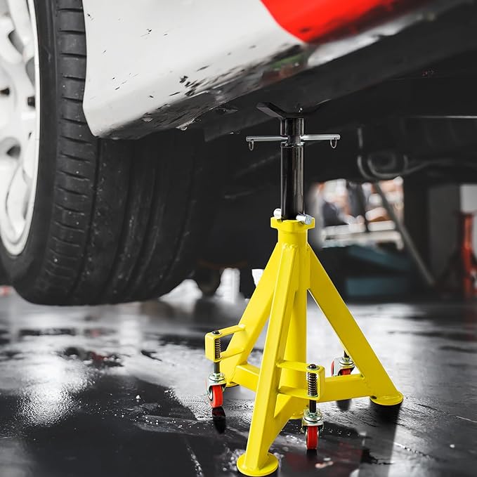 22 Ton (48,000 lbs) Jack Stands Heavy Duty Jack Stand Double Locking Pin Type Car Jack Stand Adjustable Height to 43'' with 360° Wheels for Garage, Repair Shop and DIY, 1 Pc