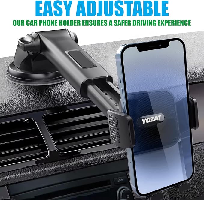 Car Phone Holder for Dashboard, Windshield, Air Vent - Universal Mount, Heavy Duty, Compatible with All Smartphones