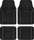Skechers Memory Foam Car Mats, Leather Piping with Anti-Slip Pad, Universal Waterproof Fit Automotive Floor Mats for SUV, Vans, Sedans, Trucks, Full Set 4pcs Beige