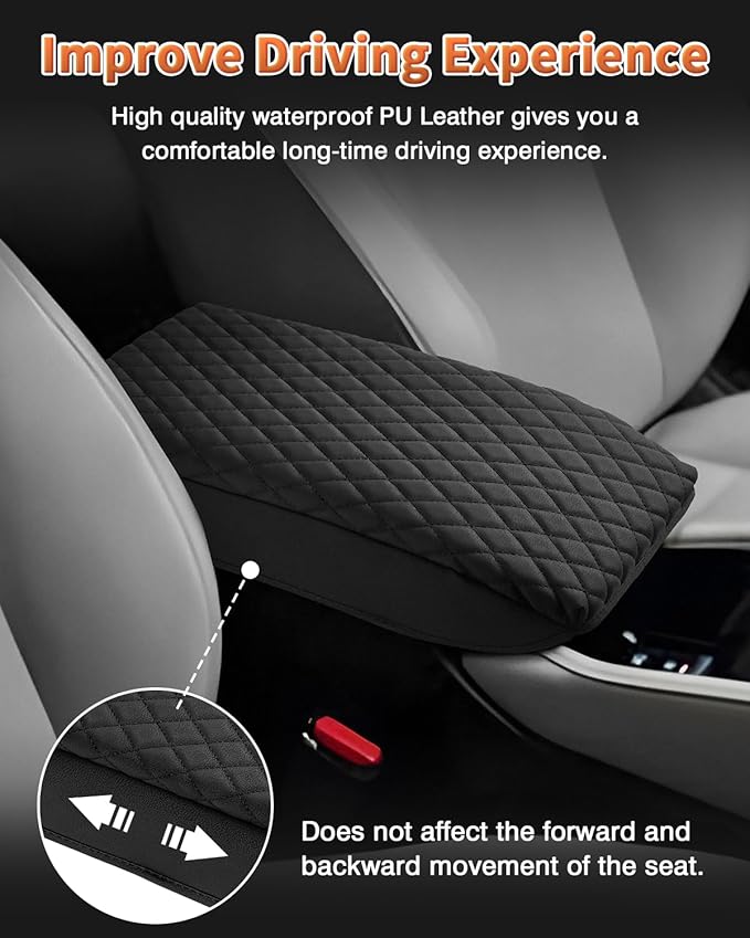 Shademax Center Console Cover for Honda Accord 2026 2025 2024 2023 Armrest Cover Cushion Pad for Honda Accord Accessories Middle Console Cover Armrest Protector Console Lids PU Leather Anti-Scratch