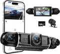 360°View 4 Channel Dash Cam, 2K+1080P Front and Rear Inside Left Right, Wireless Dash Camera for Cars, Built-in G-Sensor, IR Night Vision, 24H Parking Mode, 64GB SD Card, Loop Recording, APP Control
