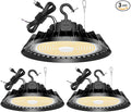3Pack LED High Bay Lights, 240W UFO High Bay LED Shop Lights, 36000LM Adjustable CCT(5700K 5000K 4500K) & Power(240W 200W 150W), 0-10V Dimmable, 5' Cable Plug, IP65 Waterproof, ETL & DLC Listed