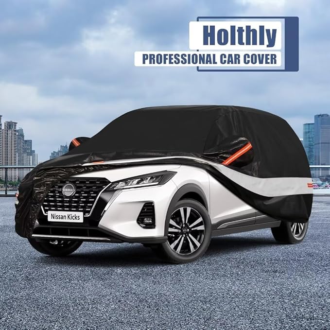 10 Layers SUV Car Cover Custom Fit for Nissan Kicks (2017-2024) Waterproof All Weather for Automobiles, Outdoor Full Cover Sun UV Rain Protection with Cotton.Black