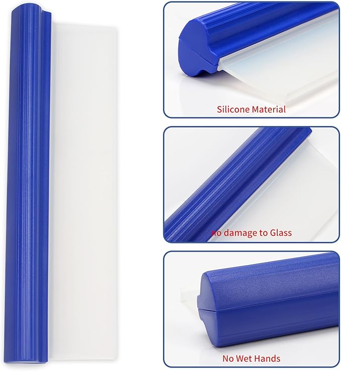 2 Pack 12inch car Squeegee,Silicone Squeegee,car Window Squeegee,Flexible T-Bar Water Blade for Car for Car Or Home Use,Washing,Wiping Glass, Mirror,Shower Doors,Blue