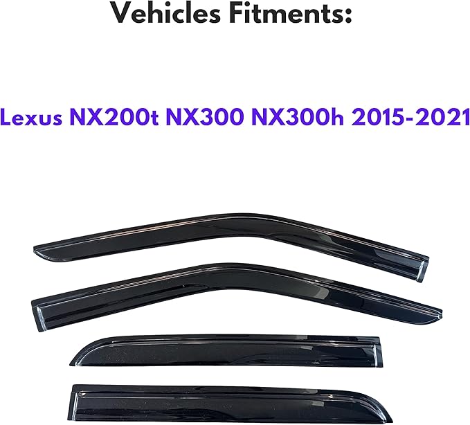 KPY Window Visor Compatible with Lexus NX200t NX300 NX300h 2014-2021, 4PC Rain Guard Side Window Vent Deflectors Tape-On Mugen Style, 2014 2015 2016 2017 2018 2019 2020 2021