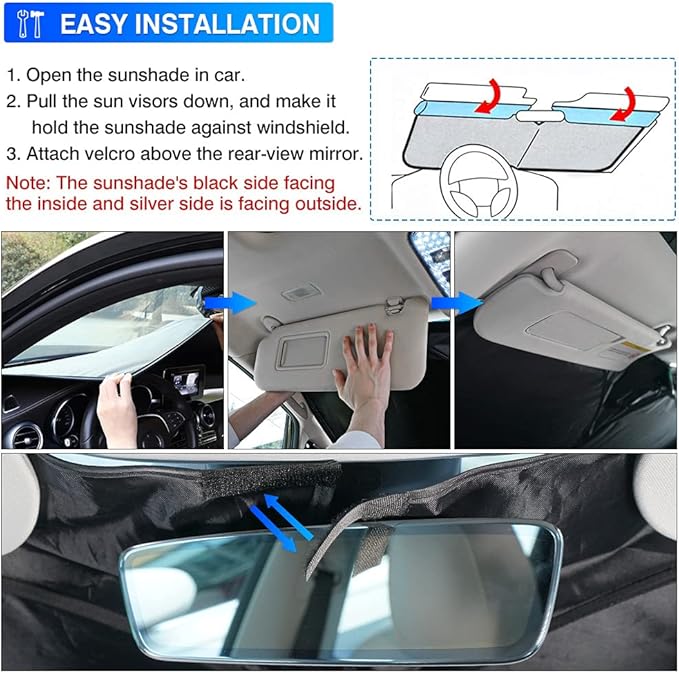 T TGBROS Windshield Sun Shade Custom Fit for 2018–2023 Kia Stinger Accessories Foldable Sun Shield Reflective Polyester Sun Visor Cover Block Heat and Sun Protection