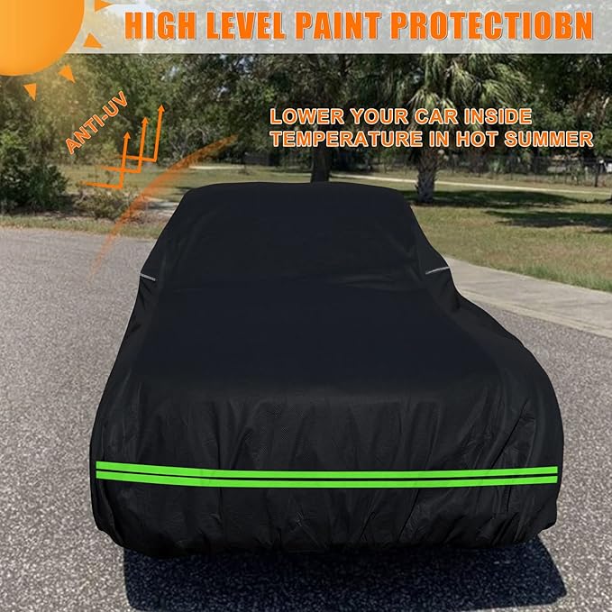 Waterproof Car Cover Compatible with Chevrolet El Camino 1964-1967 & 1978-1987 300D All Weather Classic Car Covers with Zipper Door Reflective Strips Lock for Snow Rain Dust